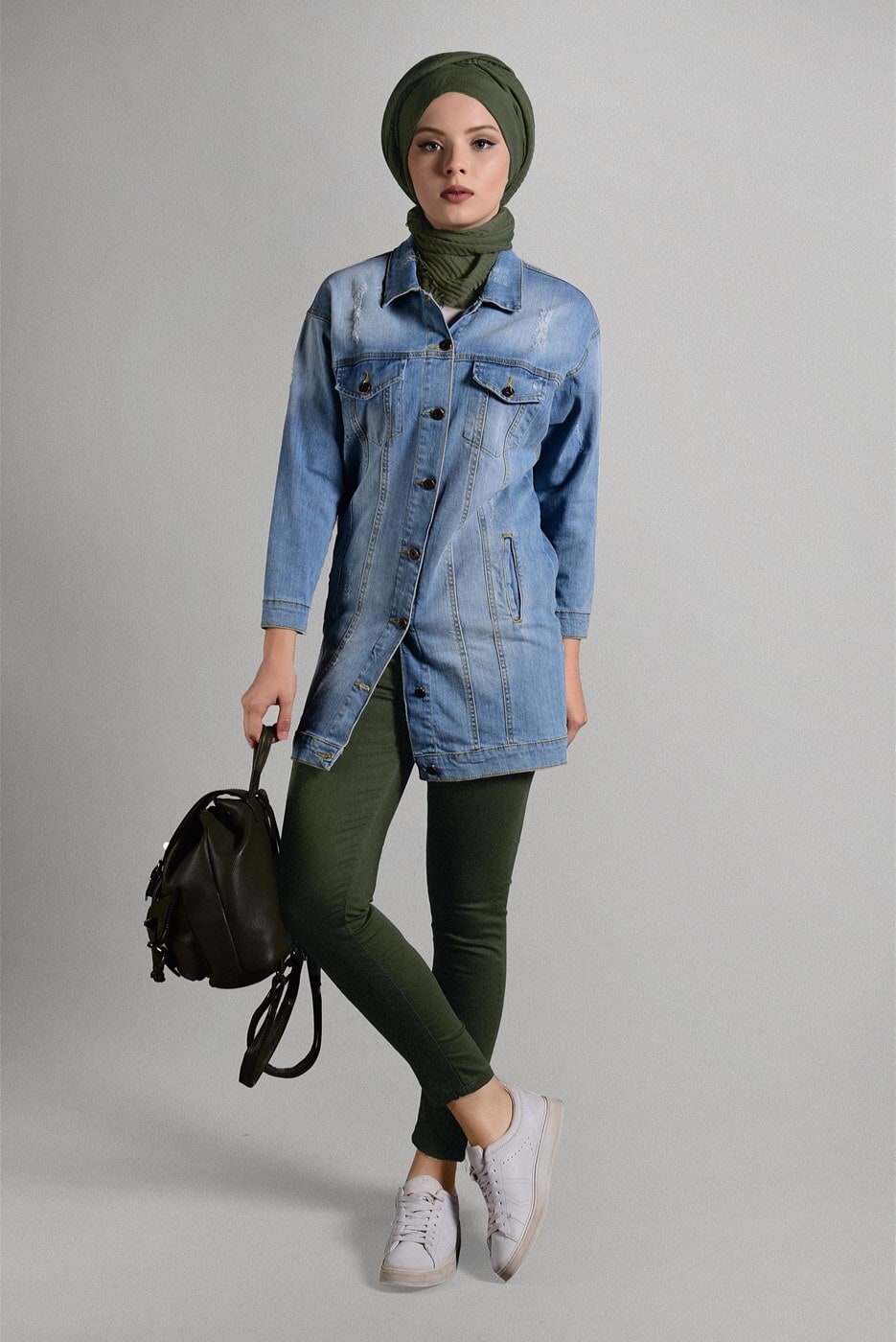 Vêtements hijab KAKI PANTALON TAILLE HAUTE T ​​0703