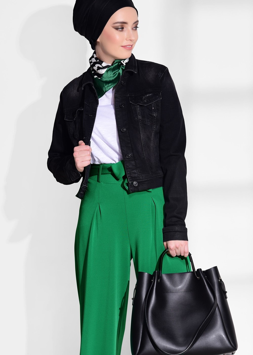 Hijab clothing GREEN CLASSIC CUT PLEATED PANTS T 724 