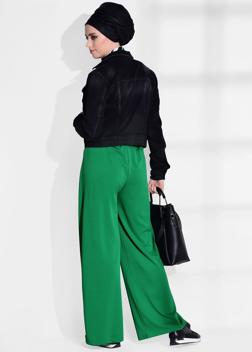 Hijab clothing GREEN CLASSIC CUT PLEATED PANTS T 724 