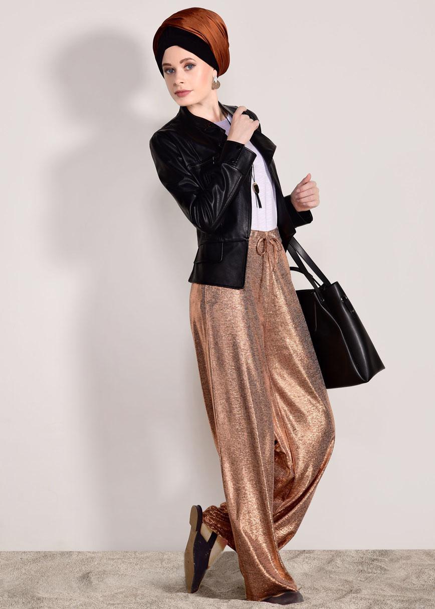 Hijab clothing BROWN KNITTED PANTS T 789 