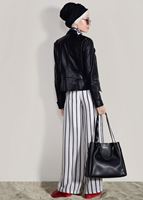 Vêtements hijab NOIR PANTALON CEINTURE À RAYURES 0796