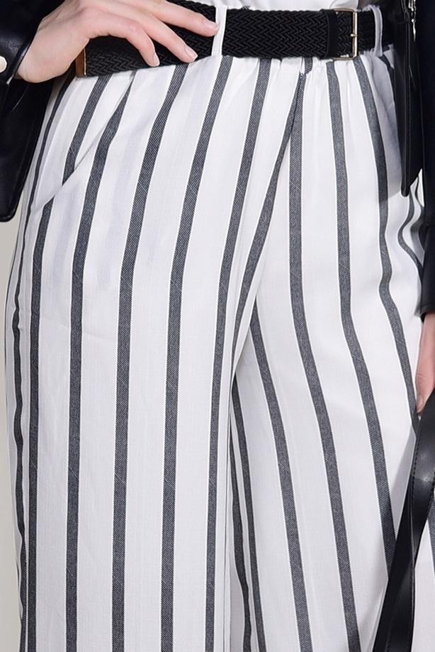 Tesettür giyim  ÇİZGİLİ KEMERLİ PANTOLON 0796  - TRENDTESETTÜR