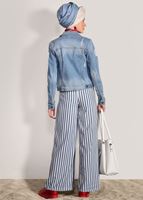 Hijab clothing CREAM STRIPED BELTED PANTS 0796 
