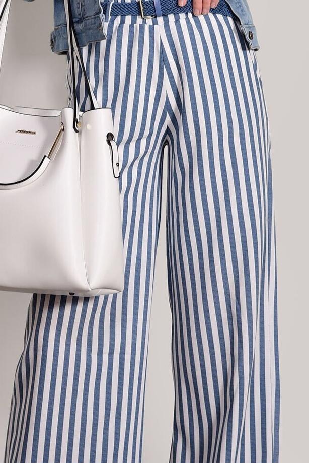 Tesettür giyim  ÇİZGİLİ KEMERLİ PANTOLON 0796  - TRENDTESETTÜR