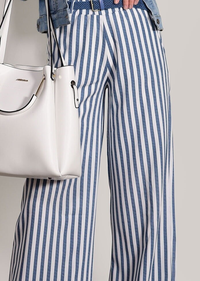 Hijab clothing CREAM STRIPED BELTED PANTS 0796 