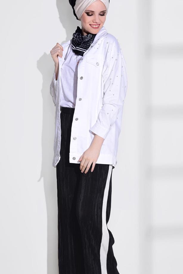 Vêtements hijab  PLEATED STRIPE DETAIL PANTS 939  - TRENDTESETTÜR