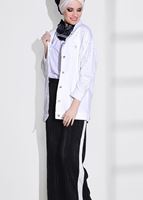Hijab clothing BLACK PLEATED STRIPE DETAIL PANTS 939 