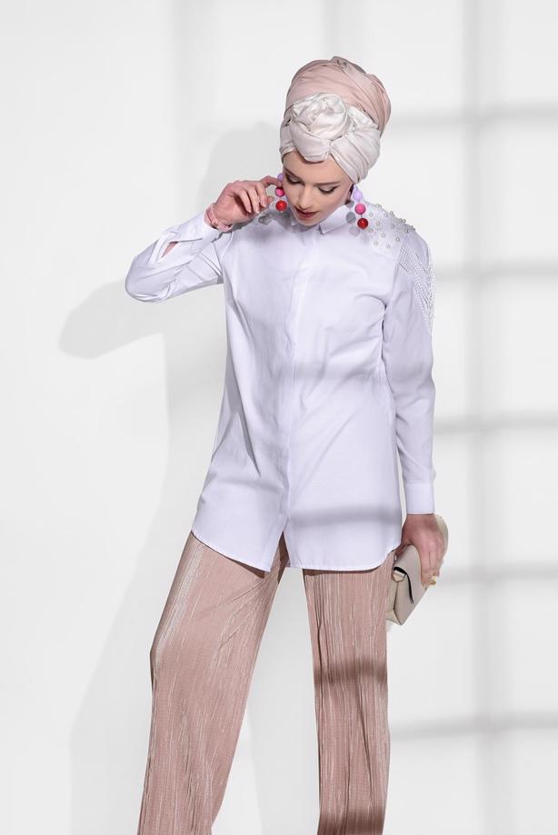 Hijab-Kleidung  T 1204 Pr Collection- Pilise Detaylı Krep Pantolon - TRENDTESETTÜR