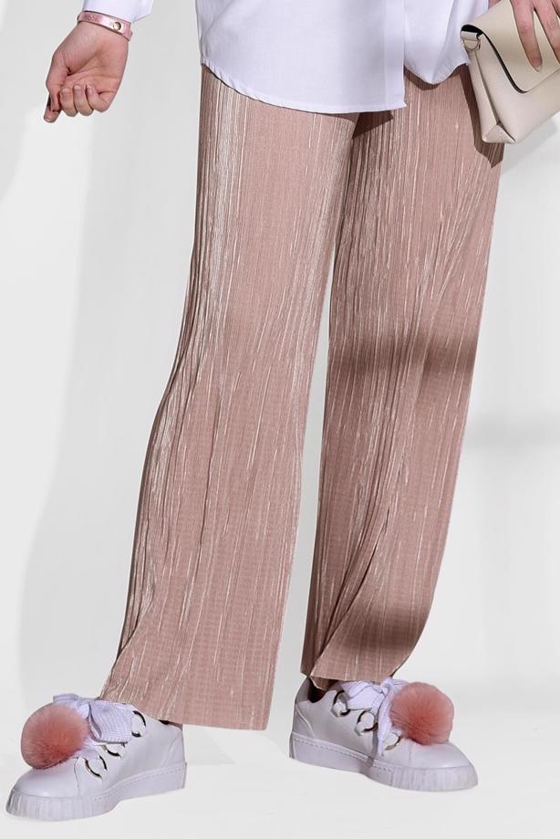 Hijab-Kleidung  T 1204 Pr Collection- Pilise Detaylı Krep Pantolon - TRENDTESETTÜR