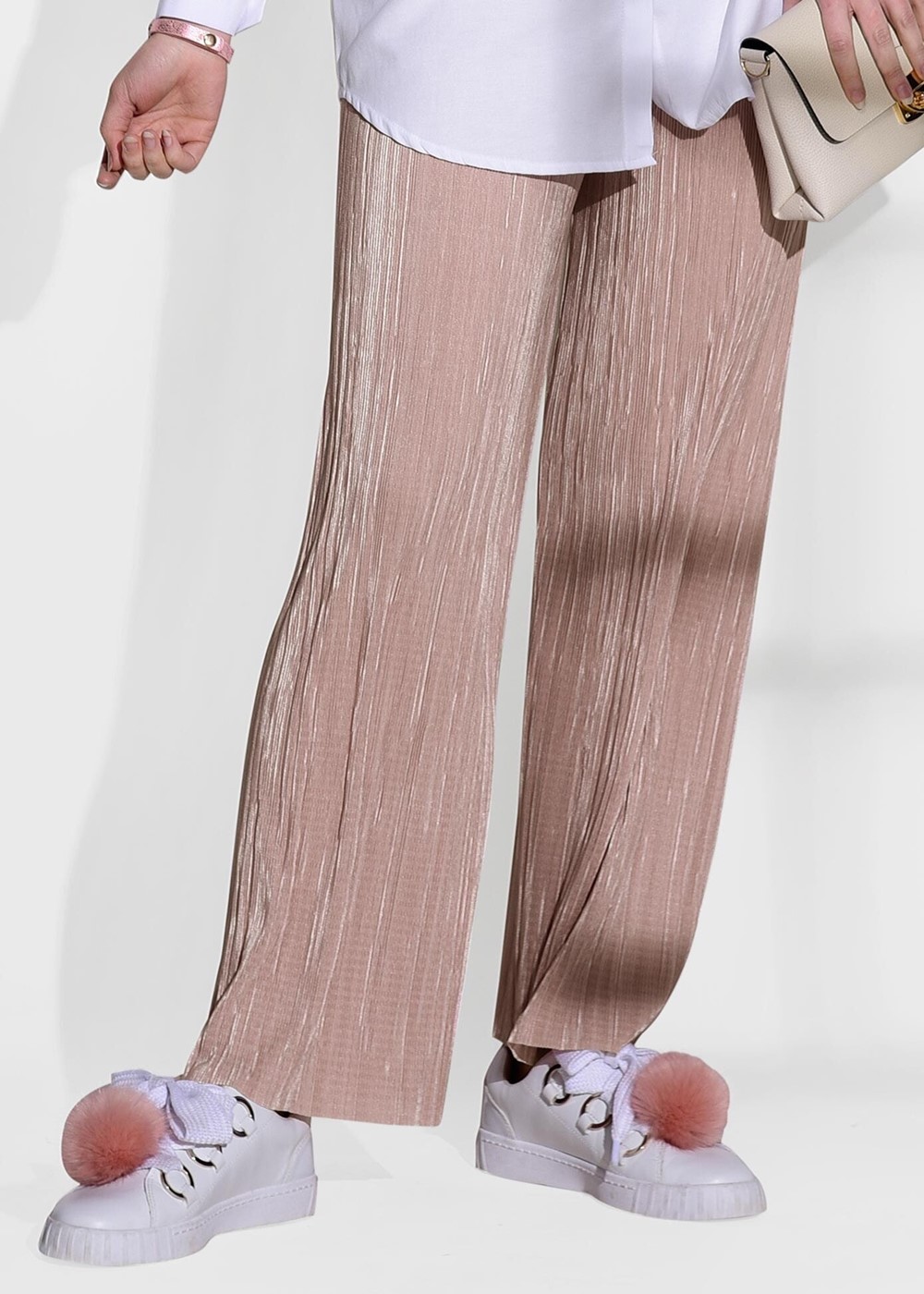 Tesettür giyim PUDRA T 1204 Pr Collection- Pilise Detaylı Krep Pantolon