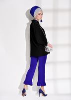 Tesettür giyim LACİVERT T 1954 Mısra- Paça Kısmı Fırfır Detaylı Pantolon