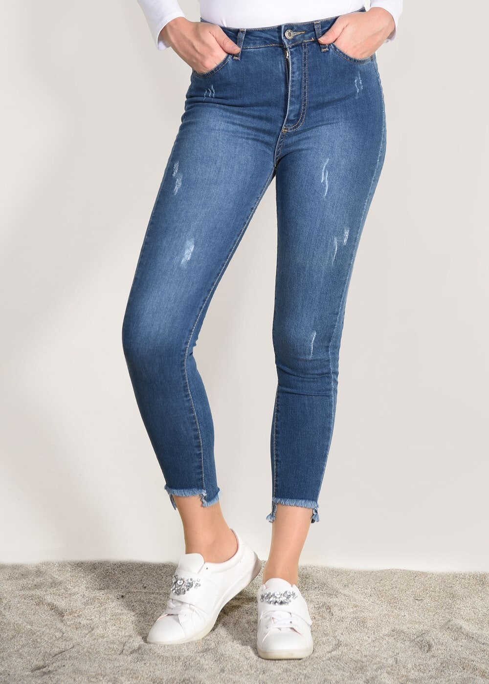 Tesettür giyim LACİVERT PÜSKÜL DETAYLI DENİM PANTOLON 2113