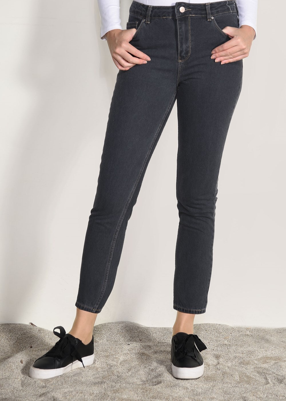 Tesettür giyim GRİ YÜKSEK BEL DENİM PANTOLON 2213