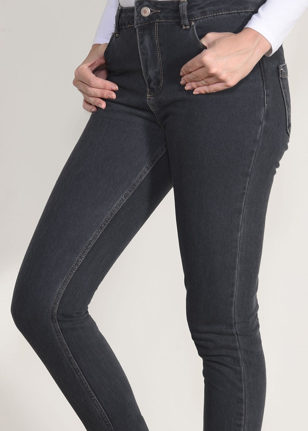 Tesettür giyim GRİ YÜKSEK BEL DENİM PANTOLON 2213