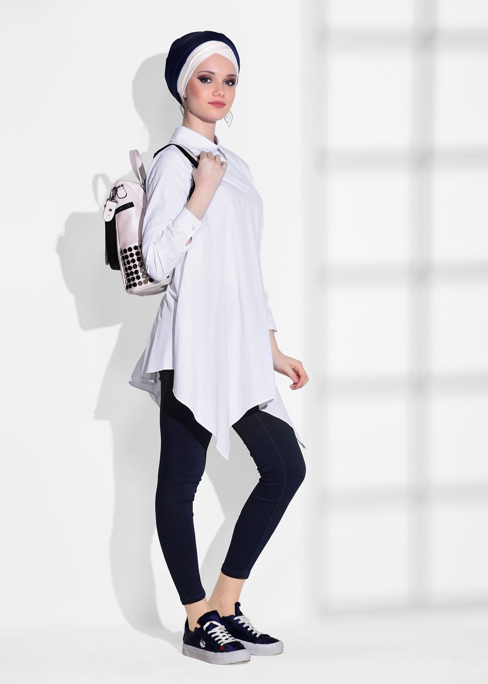 Tesettür giyim LACİVERT YÜKSEK BEL LİKRALI DENİM PANTOLON 2309