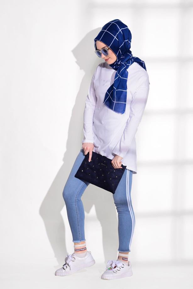 Vêtements hijab   STRIPE DETAIL DENIM PANTS 3113 - TRENDTESETTÜR