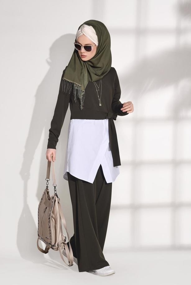 Tesettür giyim  T 4005  Loreen- Bel Kısmı Lastikli Pantolon - TRENDTESETTÜR