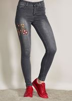 Tesettür giyim GRİ NAKIŞ DETAYLI DENİM PANTOLON 6528 