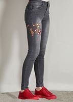 Tesettür giyim GRİ NAKIŞ DETAYLI DENİM PANTOLON 6528 