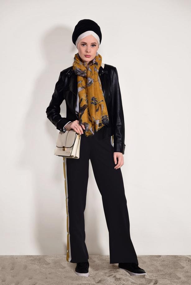 Tesettür giyim  YANLARI ÇITÇITLI LİKRALI PANTOLON 6557 - TRENDTESETTÜR