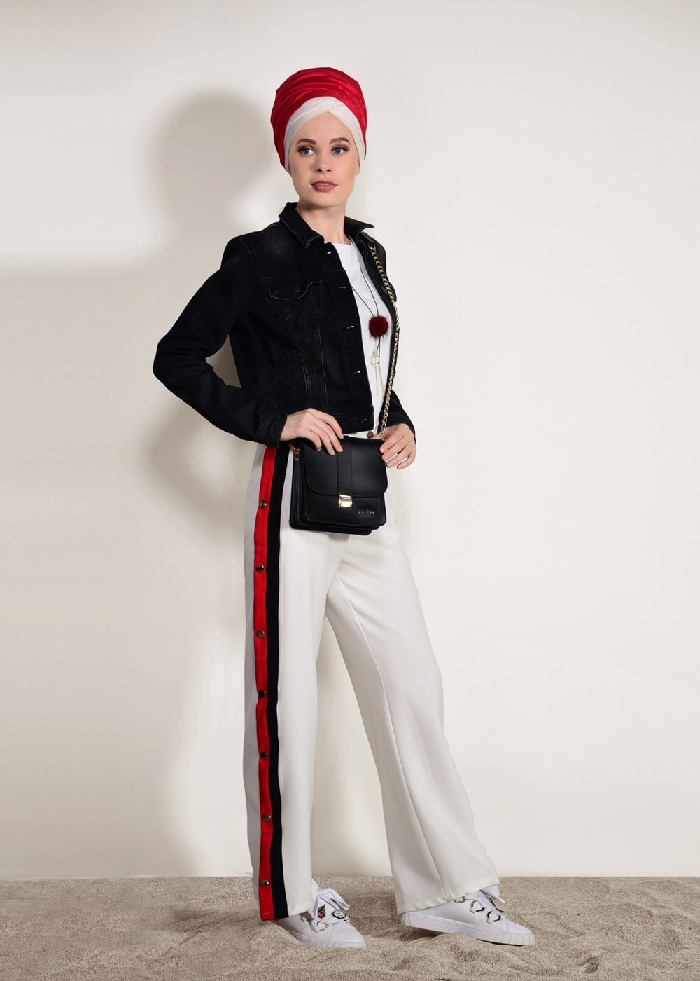 Vêtements hijab ÉCRU PANTALON LYCRA AVEC CTÉS À RESSORT 6557