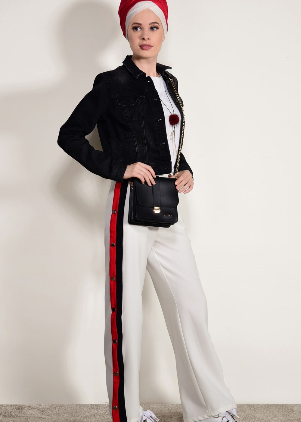 Vêtements hijab ÉCRU PANTALON LYCRA AVEC CTÉS À RESSORT 6557