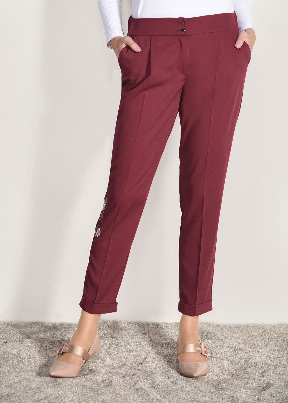 Vêtements hijab ROUGE BORDEAUX PANTALON 7174 
