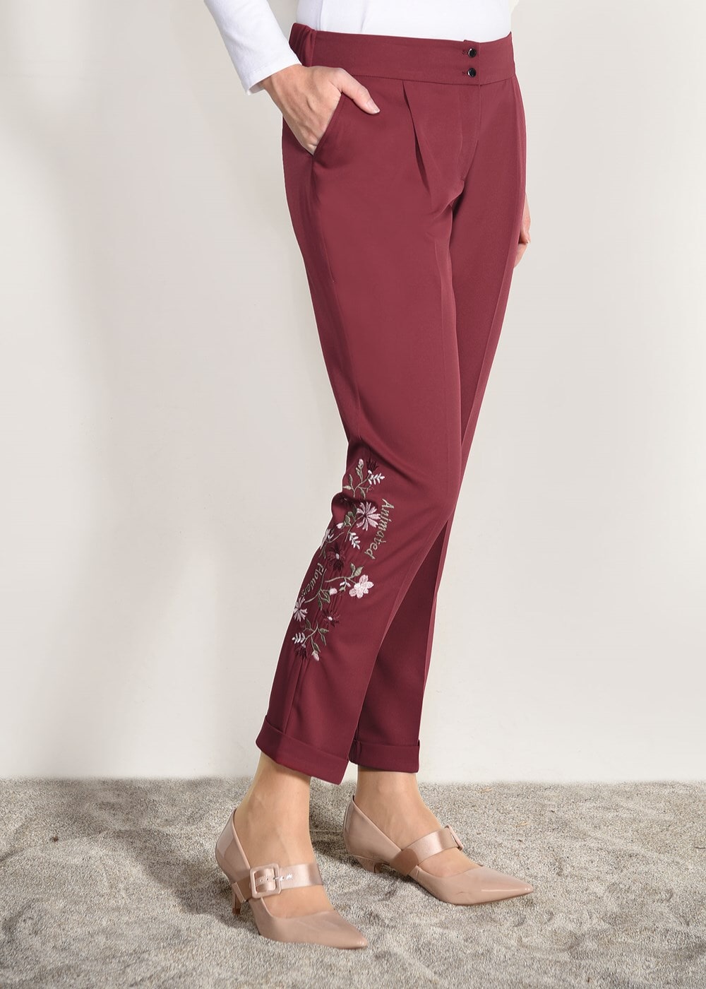 Vêtements hijab ROUGE BORDEAUX PANTALON 7174 