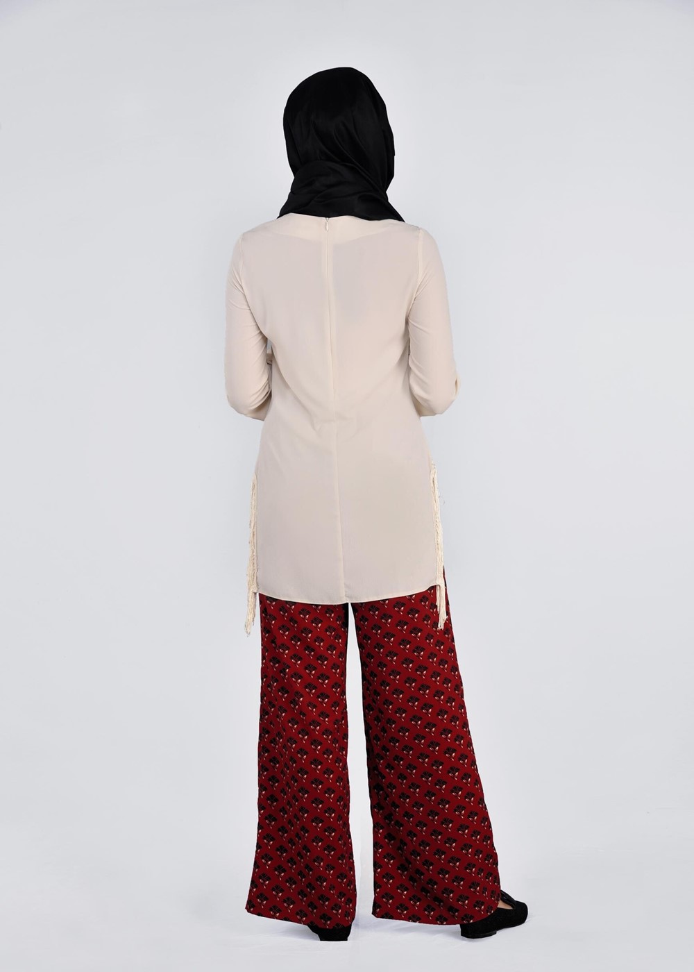 Vêtements hijab ROUGE BORDEAUX PANTALON EN CRÊPE 7210