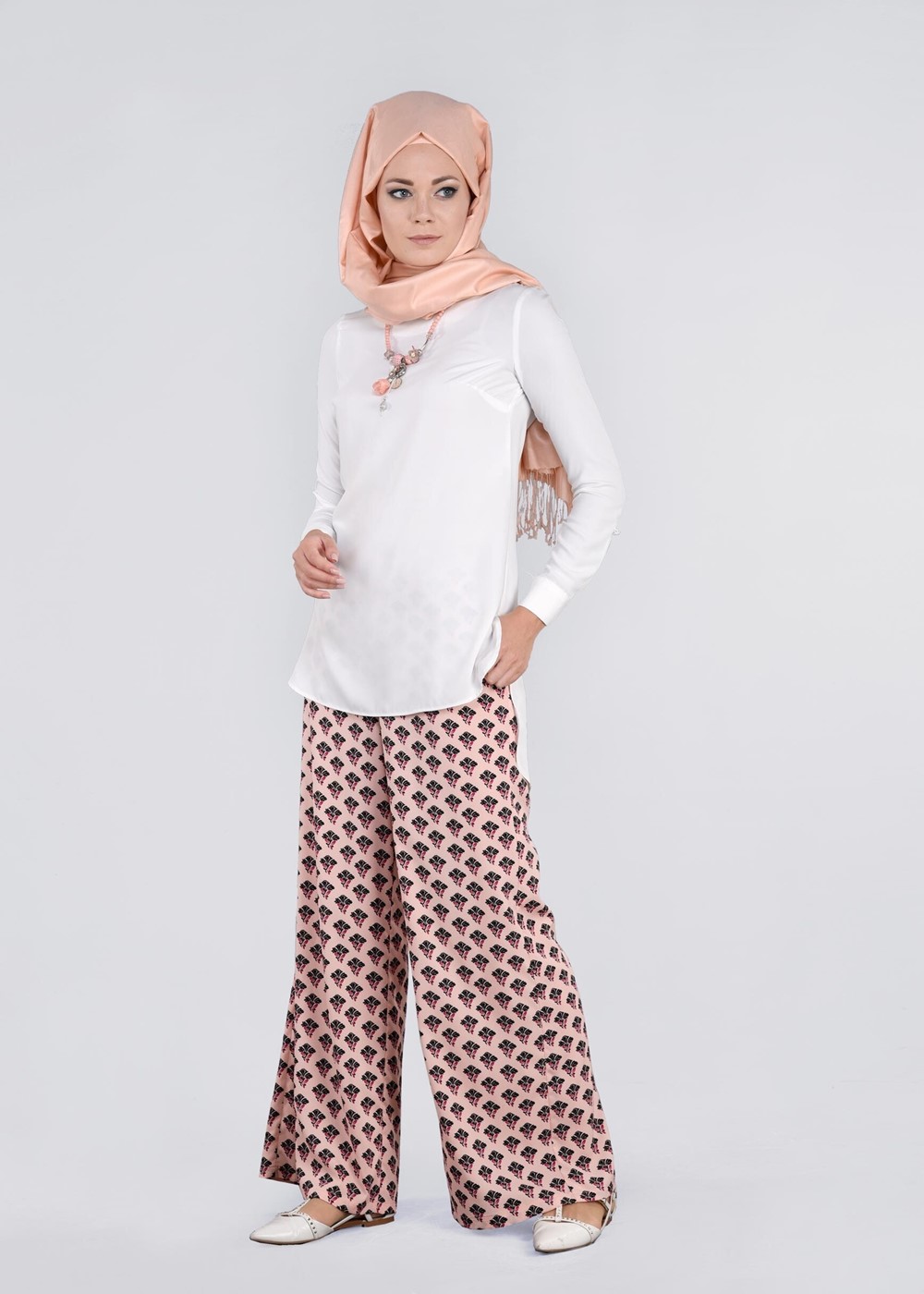 Tesettür giyim PUDRA T 7210 Emp. Crep 3740 Pantolon-Alv Fashion