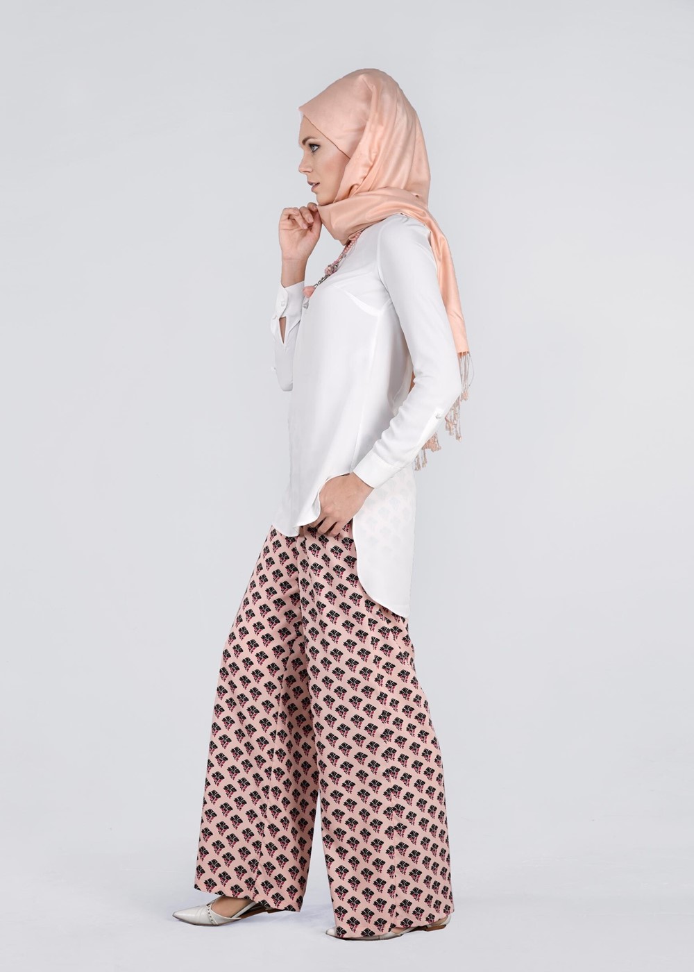 Tesettür giyim PUDRA T 7210 Emp. Crep 3740 Pantolon-Alv Fashion