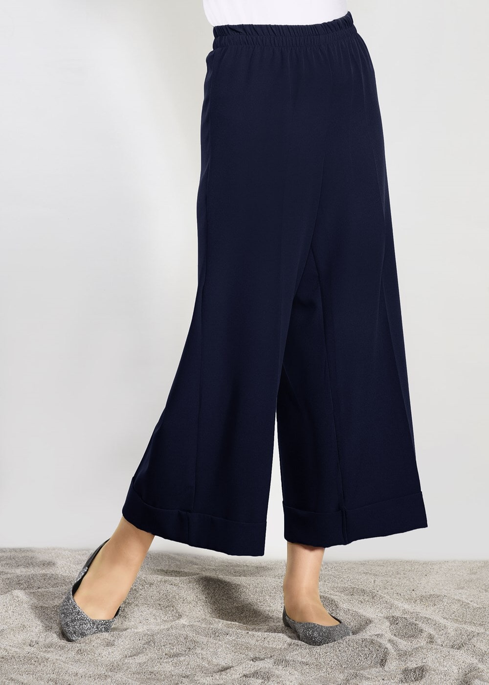 Tesettür giyim LACİVERT BELİ LASTİKLİ BOL KESİM PANTOLON 7241