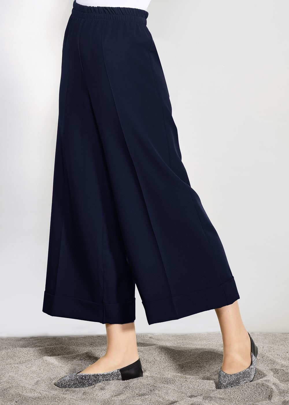 Tesettür giyim LACİVERT BELİ LASTİKLİ BOL KESİM PANTOLON 7241