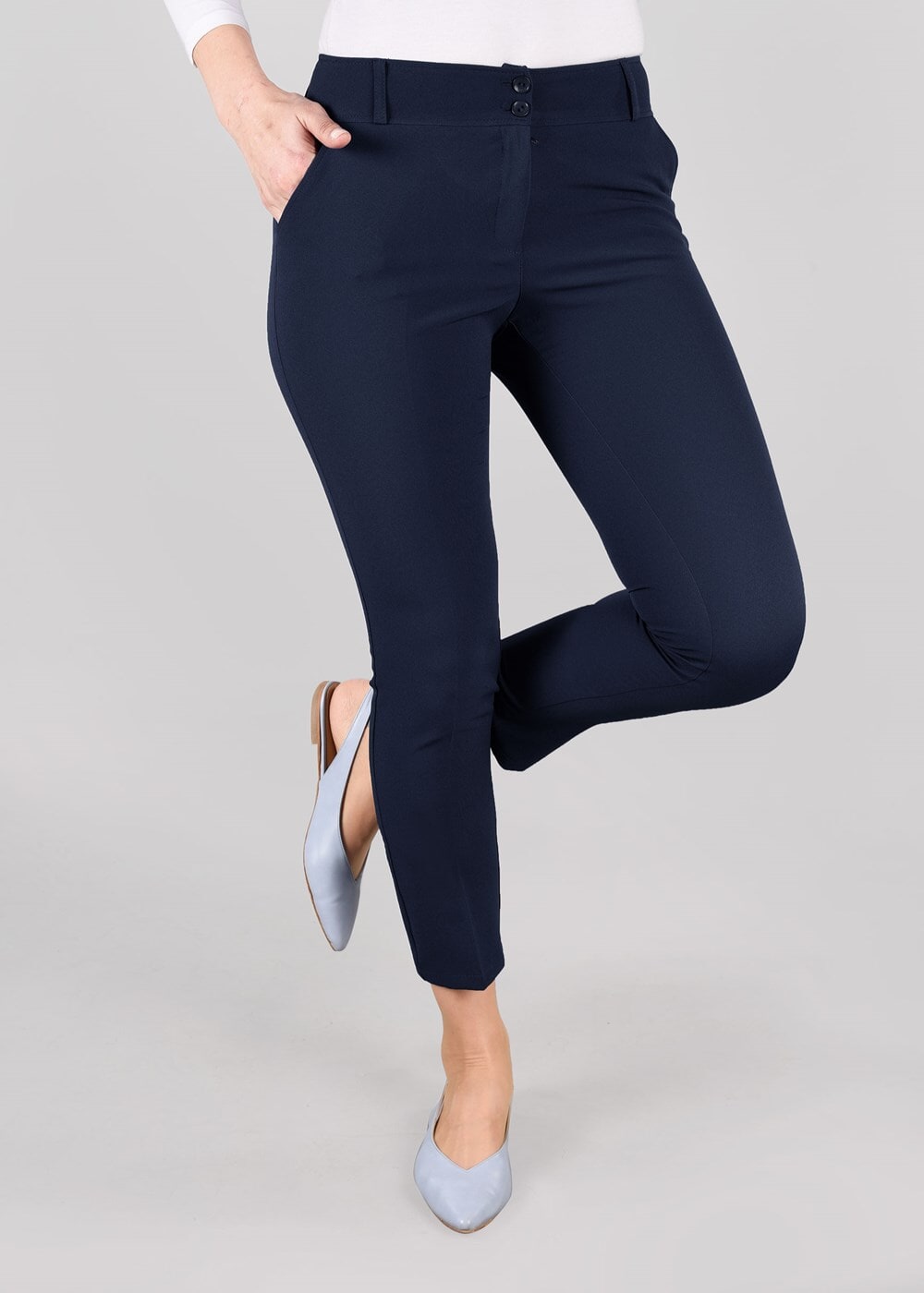 Tesettür giyim LACİVERT ARA BEL DAR PAÇA PANTOLON 7309 