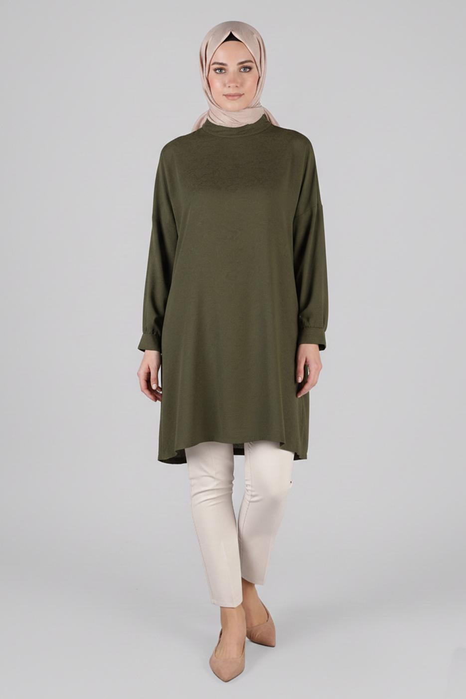 Tesettür giyim BEJ ARA BEL DAR PAÇA PANTOLON 7309 