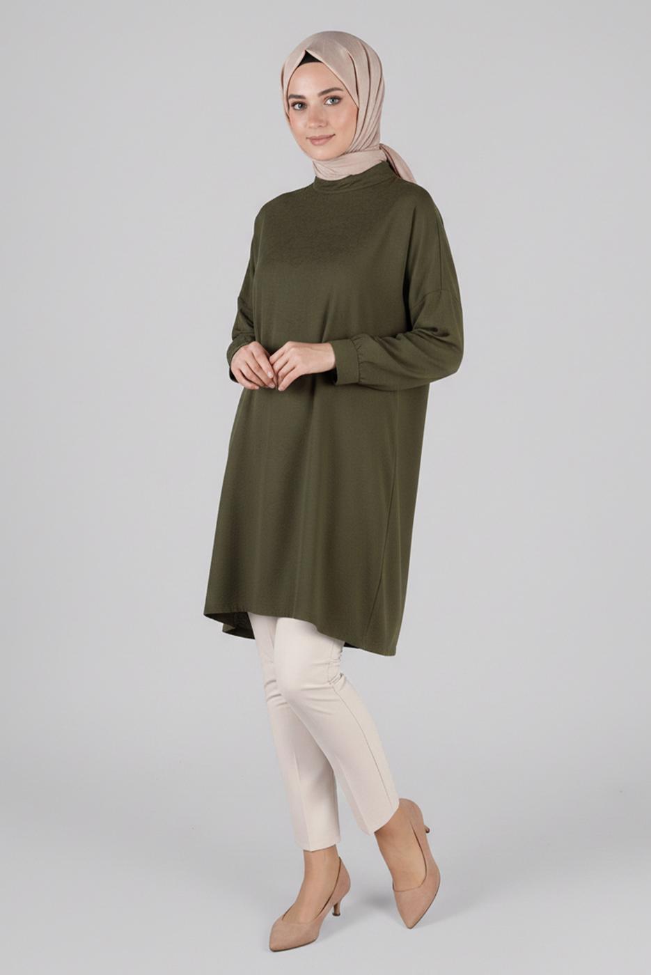 Tesettür giyim BEJ ARA BEL DAR PAÇA PANTOLON 7309 