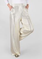 Tesettür giyim KREM BELİ LASTİKLİ PARLAK KUMAŞ BOL PAÇA PANTOLON 7334