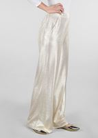 Tesettür giyim KREM BELİ LASTİKLİ PARLAK KUMAŞ BOL PAÇA PANTOLON 7334