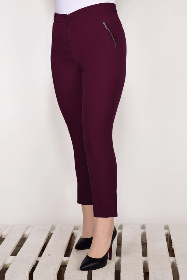 Vêtements hijab ROUGE BORDEAUX PANTALON COUPE CLASSIQUE 7402 - TRENDTESETTÜR