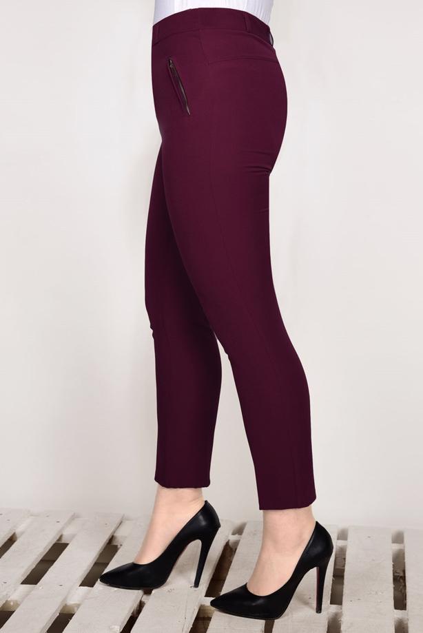 Vêtements hijab ROUGE BORDEAUX PANTALON COUPE CLASSIQUE 7402 - TRENDTESETTÜR
