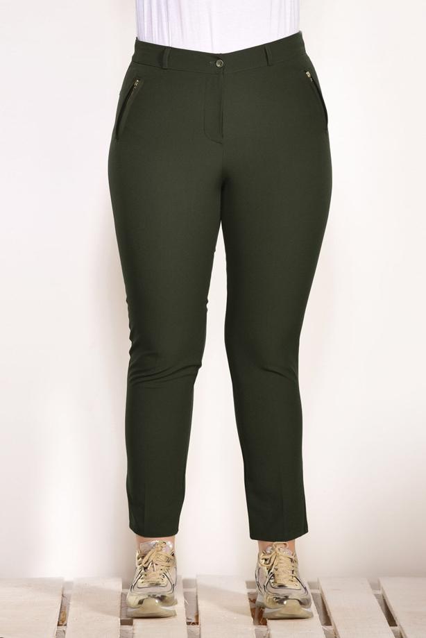 Vêtements hijab KAKI PANTALON COUPE CLASSIQUE 7402 - TRENDTESETTÜR
