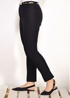 Tesettür giyim SİYAH T 7602 Amine Hüma- Kemer Detaylı Pantolon