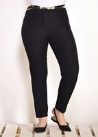 Tesettür giyim SİYAH T 7602 Amine Hüma- Kemer Detaylı Pantolon