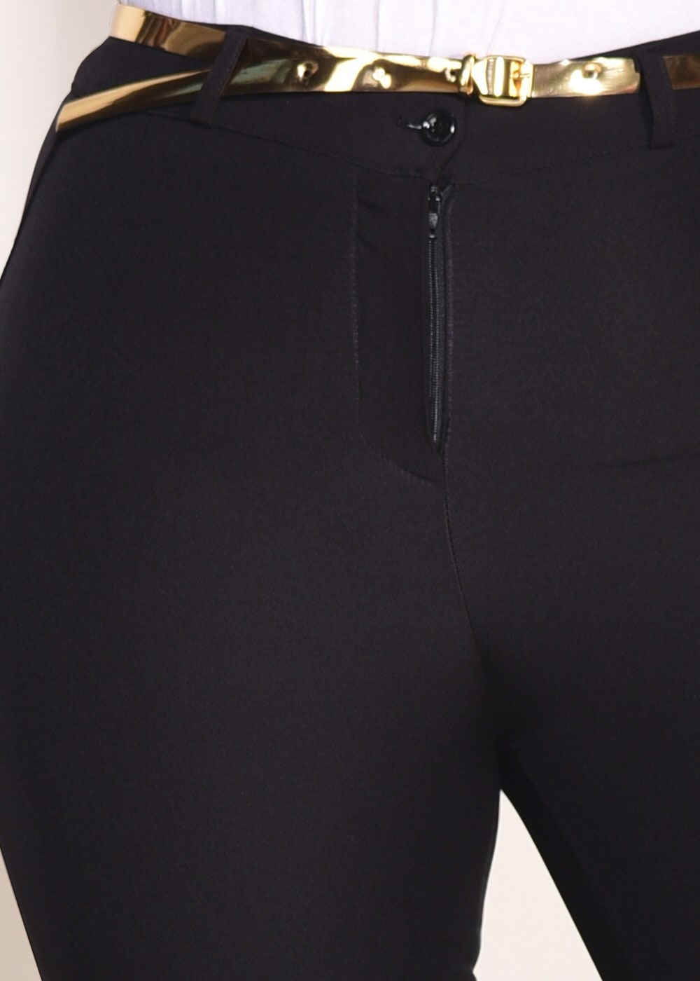 Tesettür giyim SİYAH T 7602 Amine Hüma- Kemer Detaylı Pantolon