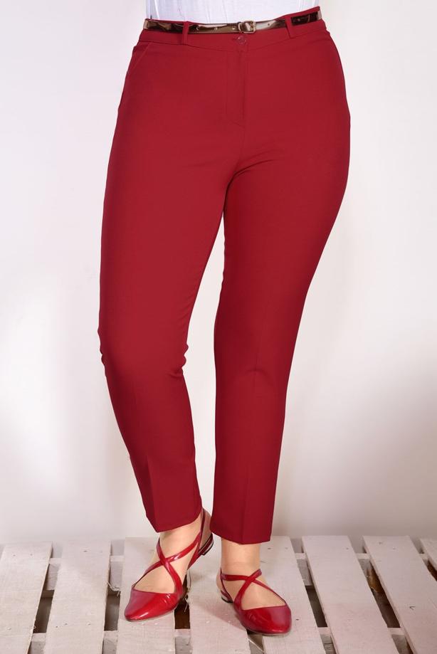 Vêtements hijab ROUGE PANTALON AVEC CEINTURE 7602 - TRENDTESETTÜR