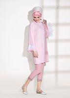 Tesettür giyim PUDRA DANTEL DETAYLI PANTOLON 7641 