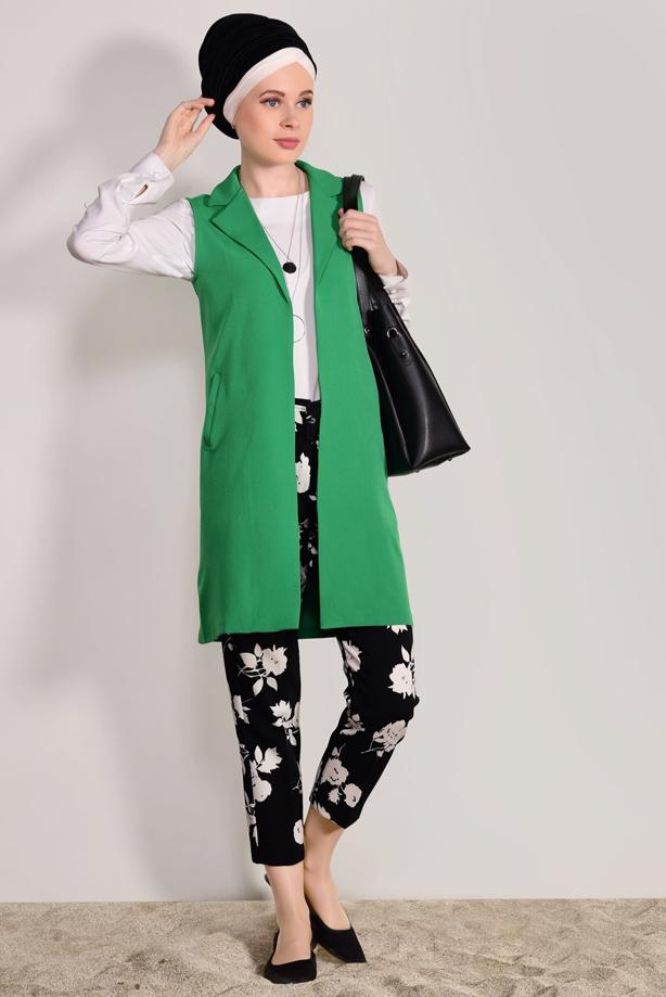 Tesettür giyim  T 7896 Ayriss- Çiçek Desenli Likralı Pantolon - TRENDTESETTÜR