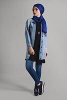 Hijab clothing NAVY BLUE High Waist Slim Denim Pants T 8013