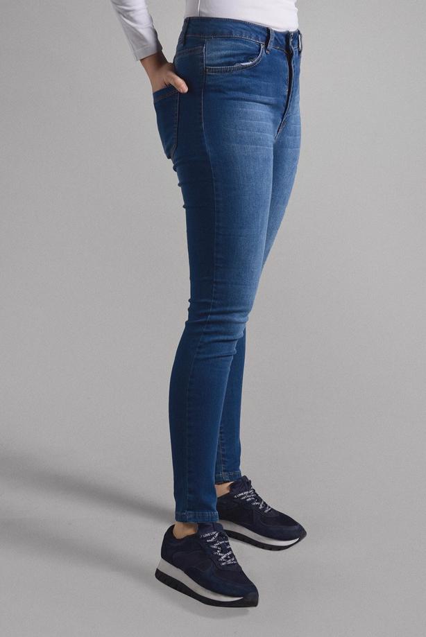 Vêtements hijab  High Waist Slim Denim Pants T 8013 - TRENDTESETTÜR