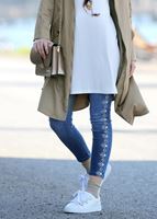 Tesettür giyim LACİVERT T 8113 Lvr-Etnik Desen Pantolon